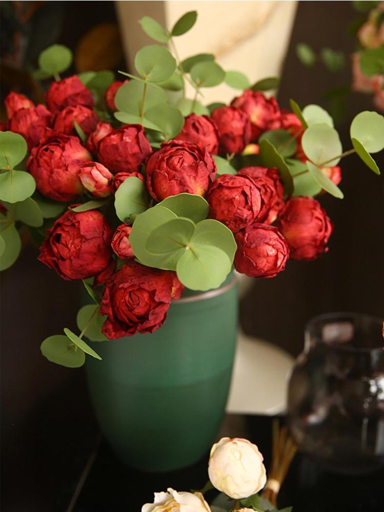 2 букета, винтажные пионы, длинные стебли, шелковые искусственные цветы для свадебного украшения, букет невесты, цветы, поделки, цветочная композиция