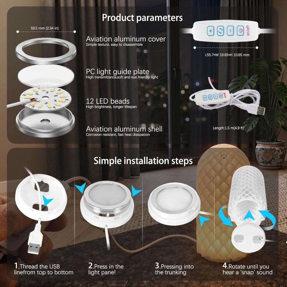 5V Puck Light Set Aluminum Alloy USB Light Kit DIY Lamp Parts 3D Printed Lamp Projects