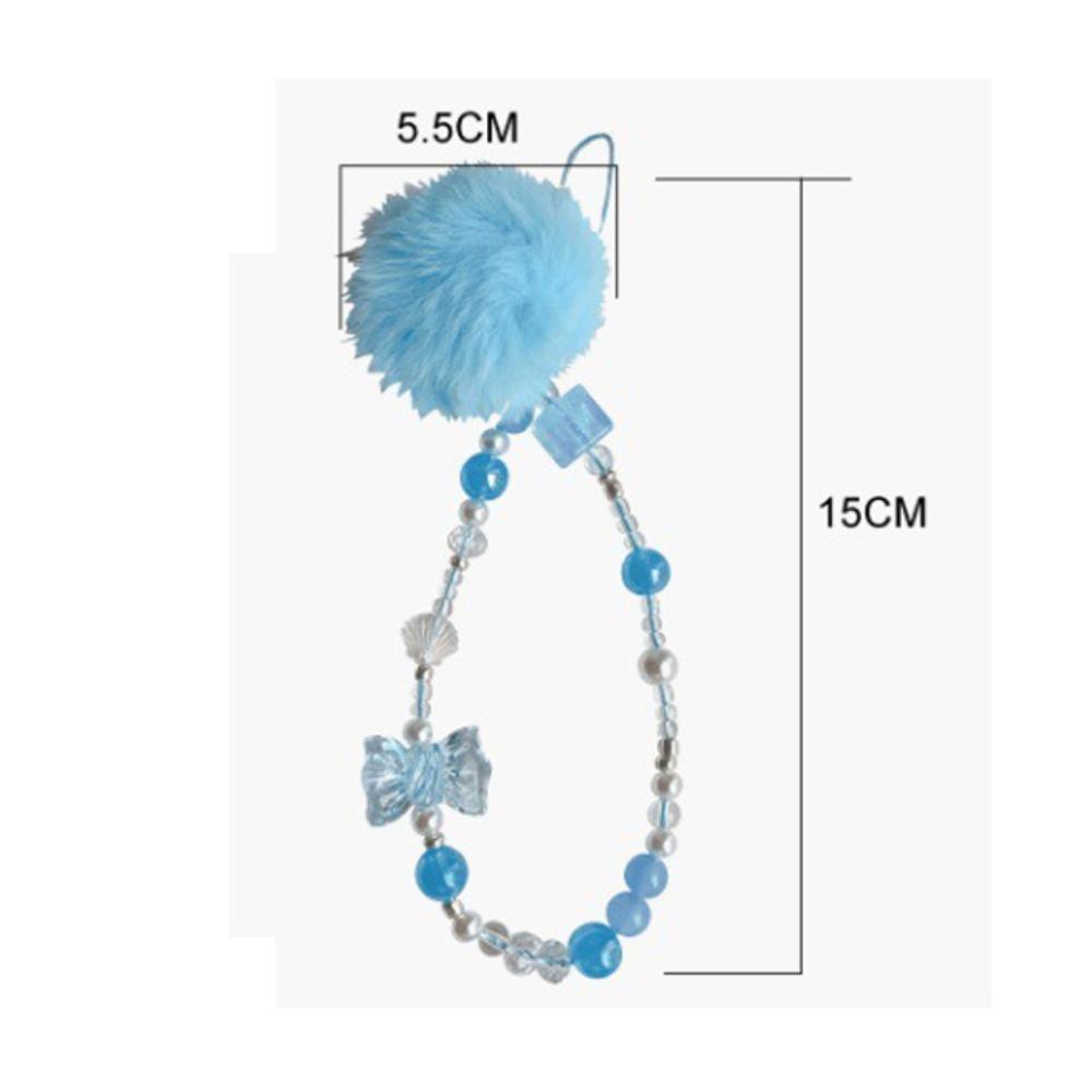 Hair Ball Mobile Phone Chain Sweet Girl Cellphone Pendant Beaded Phone Straps  Bag Pendant