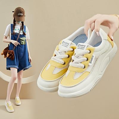 Летние сетчатые белые туфли, новый стиль, женские студенческие туфли, увеличивающие рост, дышащие, повседневные туфли для сноуборда