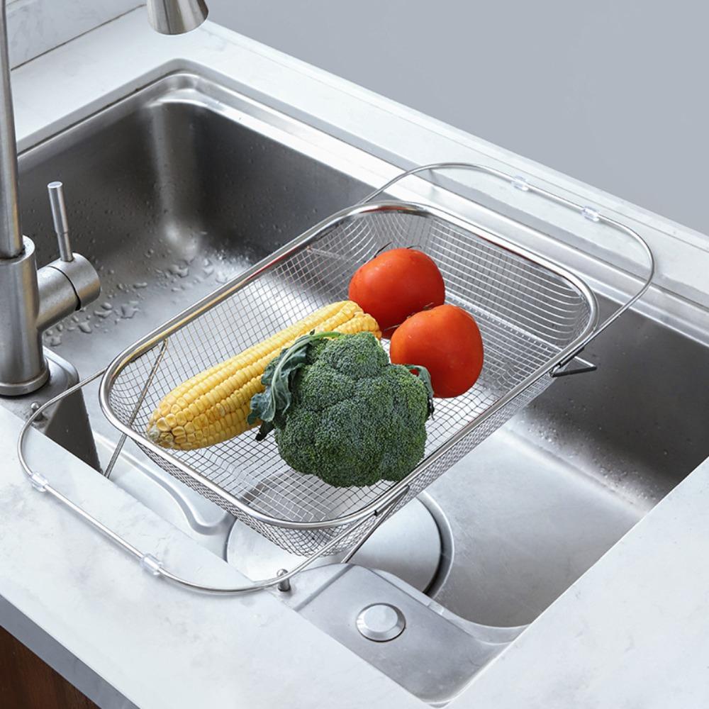 Fine Mesh Sink Drainer Basket Stainless Steel Sink Strainer Expandable Sink Colander  Fruits