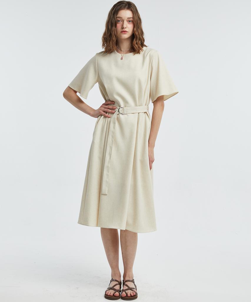 Manavis Seven Linen Belted Dress [Natural]