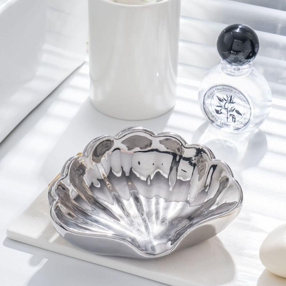 Sea Shell Shape Shell Storage Box Ceramic Soap Dish Creative Swan Soap Case  Bathroom Accessories