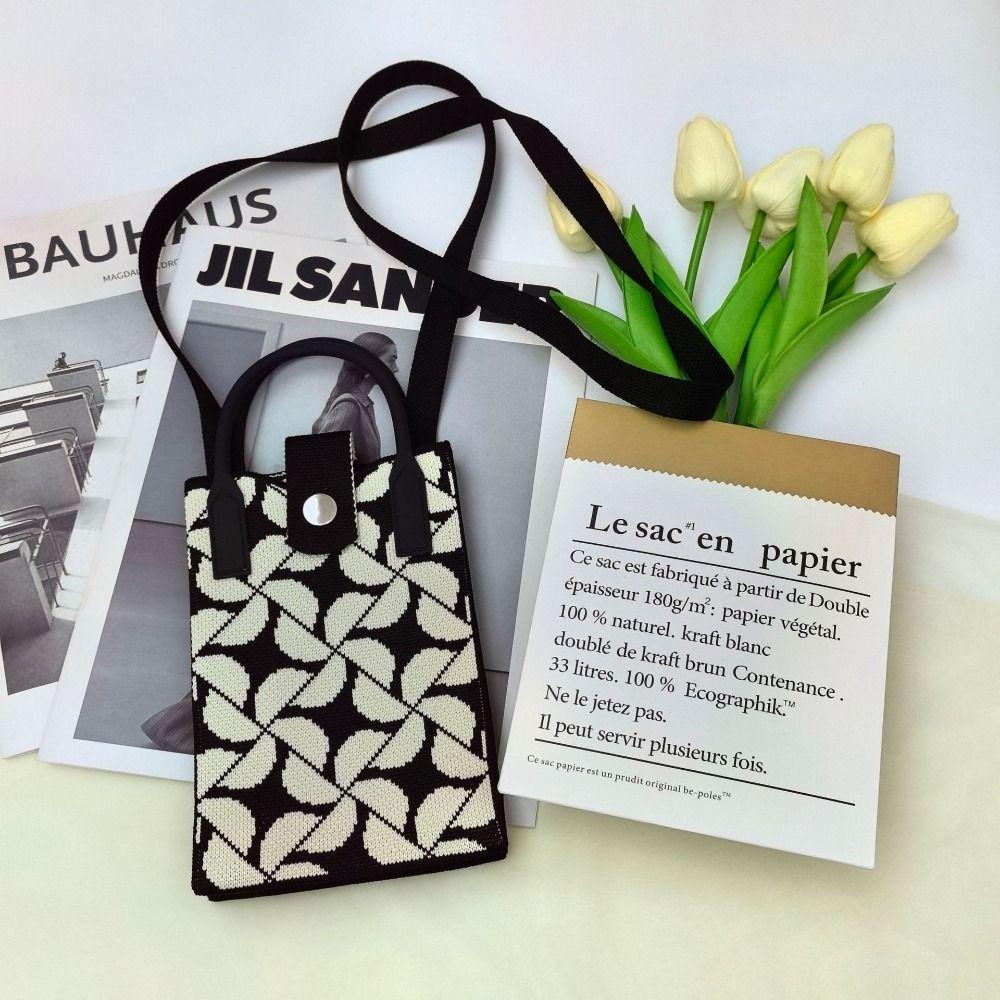 Мини-сумка через плечо, симпатичная сумка для мобильного телефона, студенческая сумка-мессенджер, вязаная сумочка, держатель для ключей, помада, мешочек