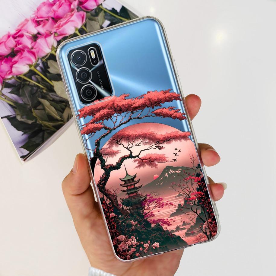 For OPPO A16 Case A16S A54S Soft Silicone Phone Case For Oppo A16 CPH2269 Clear Flower Funda Back Cover on OPPOA16s A 54s Bumper