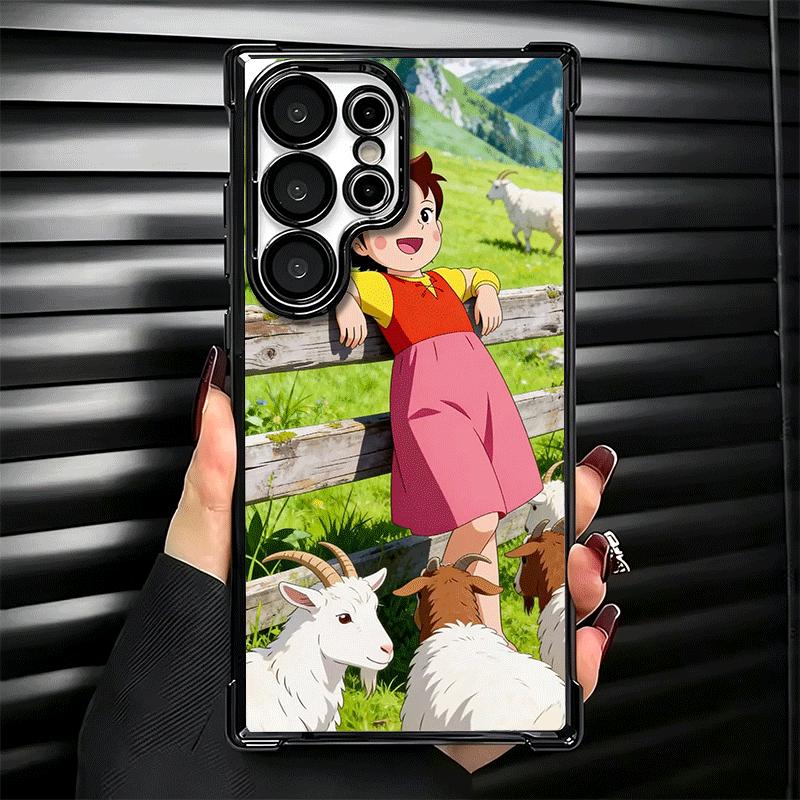 Heidi Cartoon Cute Plating Phone Case For Samsung Galaxy S24 S25 FE S26 Edge S23 Ultra S22 S21 Plus S20 Anti-Fall Airabag Cover