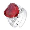 Jewelry Simulation Red Corundum Heart-Shaped Temperament Light Luxury Ring Heroine Stone 15 * 15