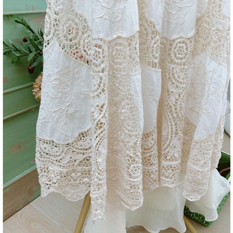 Dimanaf 2025 Summer Women Long Knitted Dress Sleeve Basic Fashion Lace Dresses Casual Loose