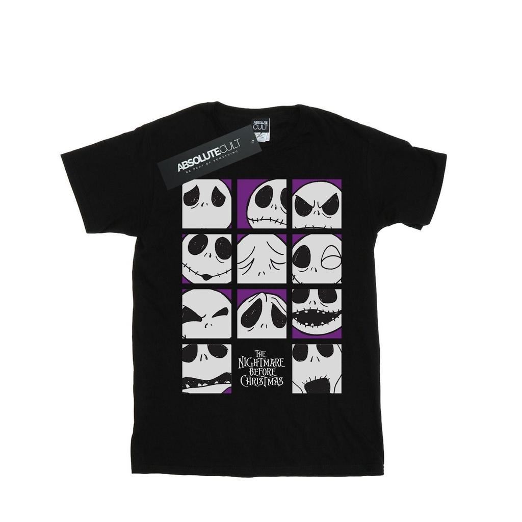 Disney Женская/женская хлопковая футболка бойфренда «Кошмар перед Рождеством» с множеством лиц Джека квадратов
