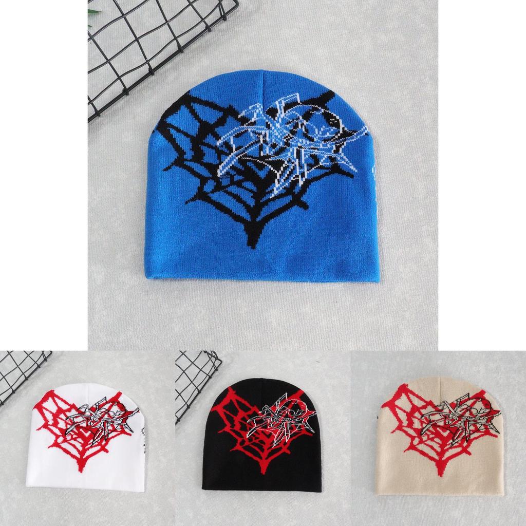 Heart Shape Spider Web Pattern Knitted Hat For Fall And Winter Season