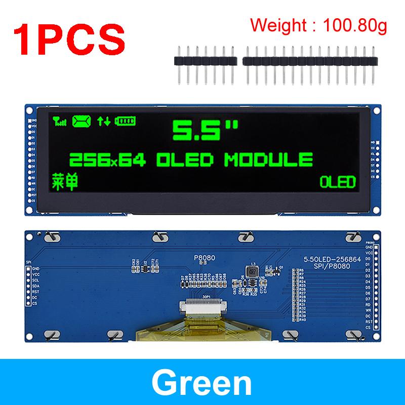 TZT 5,5-дюймовый OLED ЖК-дисплей Зеленый / Желтый Цвет 256x64 Драйвер SSD1322 Интерфейс SPI / 8-битный Параллельный Порт Для Arduino UNO R3