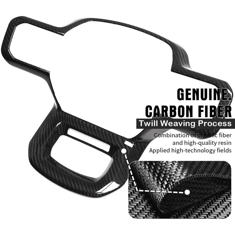 Interior Accessory Car Steering Wheel Cover Trim Dry Carbon Fiber For Ford F150 Raptor -2024