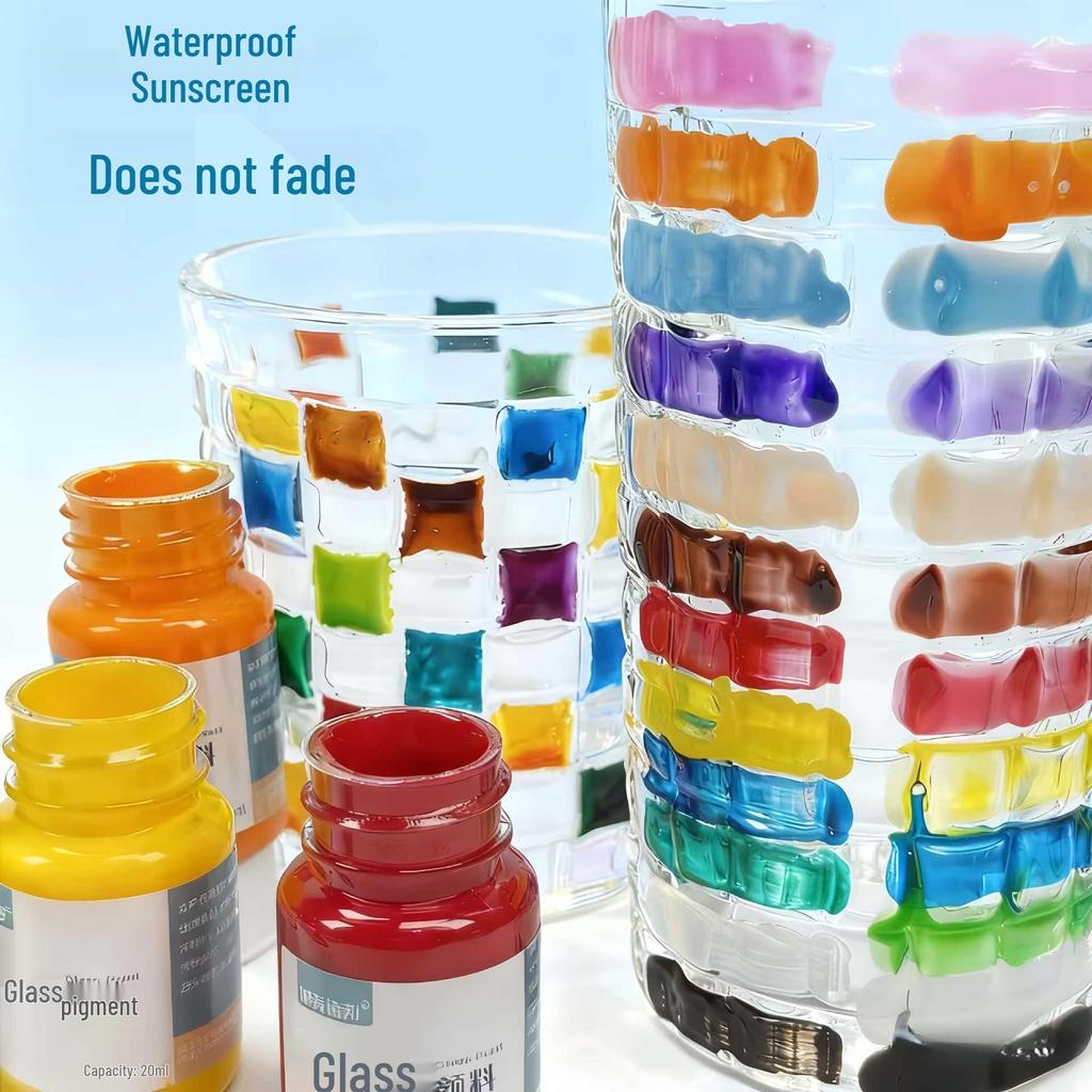 20ml Children's Non-Bake Glass Paint for DIY & Creative Glass Decoration - Waterproof & Handmade
