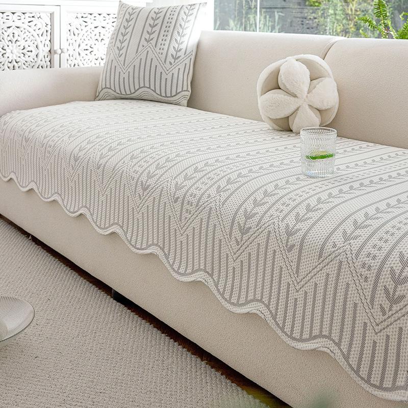 Summer Mat, Summer Fixed Non-Slip Seat Cushion, One-Piece Special-Shaped Sofa Cover, Straight Row Ice Silk Sofa Cushion