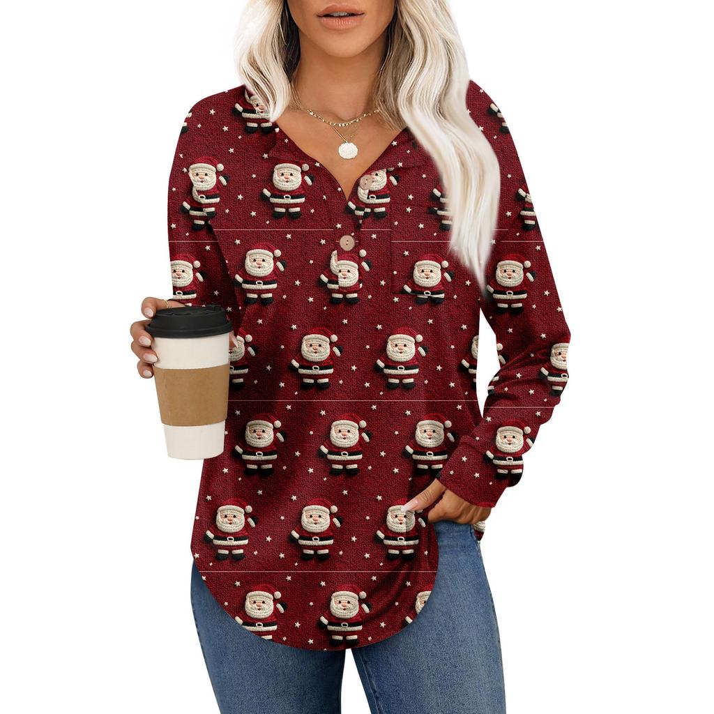 Women's Fashion Long Sleeve Christmas Loose Long Sleeve Casual Top