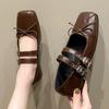 Fashion Designer Spring Women Mary Jane Shoes Fashion Square Toe Ladies Comfort Soft Sole Flats Women's Comfort Ballerinas Shoes