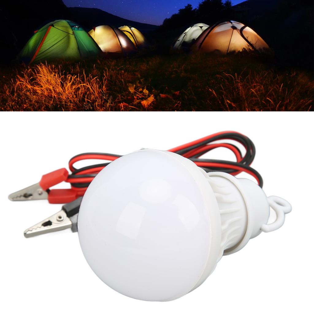 Outdoor Emergency Light Bulb LED Camping Tent Lantern Plastic Outdoor Emergency Light Bulb with Hook for Hiking Fishing 12V 5W