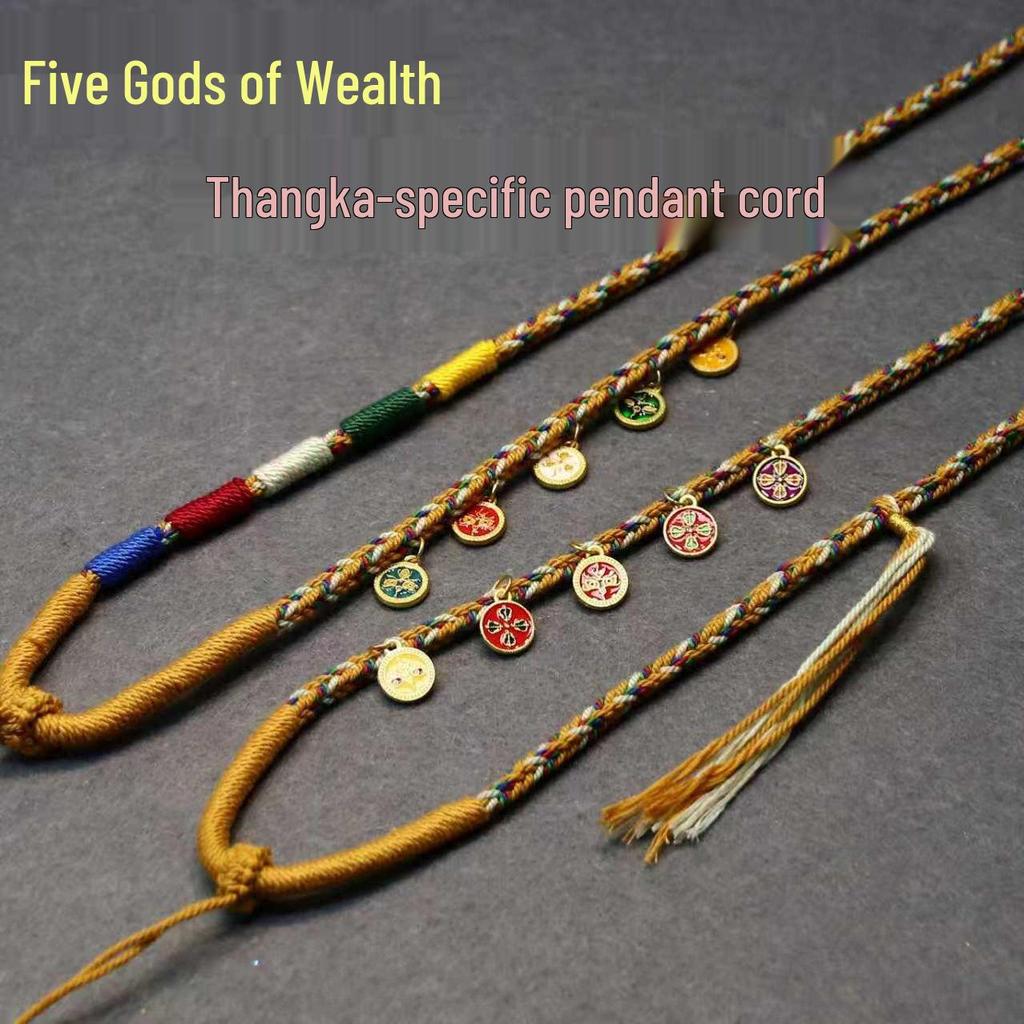 Тибетское ожерелье ручной работы «Пять богов богатства» - Плетеный шнурок-подвеска, вдохновленный традиционными культурными украшениями и дизайнами танки