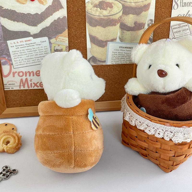 Милый плюшевый брелок в виде медвежонка с горшочком меда, подвеска на студенческий рюкзак, креативные аксессуары для ключей автомобиля, подарок