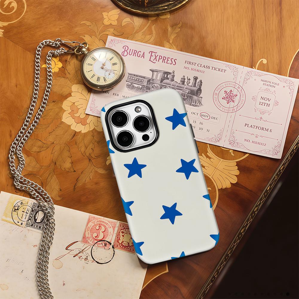 Синие ЗвездыДля Магнитного Чехла на Телефон для IPhone 17 16 15 14 13 Pro Max Plus Однослойный Двухслойный Прочный Чехол