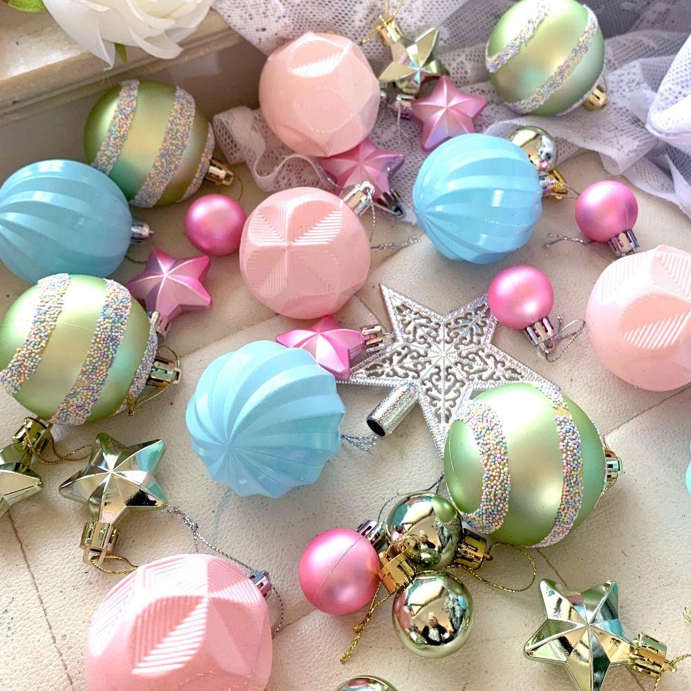 Fashion Plastic Macaroon Christmas Ball Set Multicolor Suspensable Xmas Ornament Ball Christmas Tree Balls Party