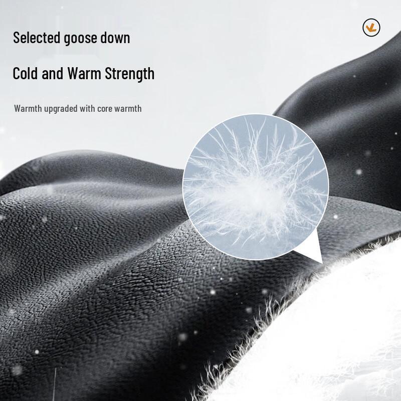 Men's Genuine Sheepskin Goose Down Leather Jacket with Mink Fur Collar