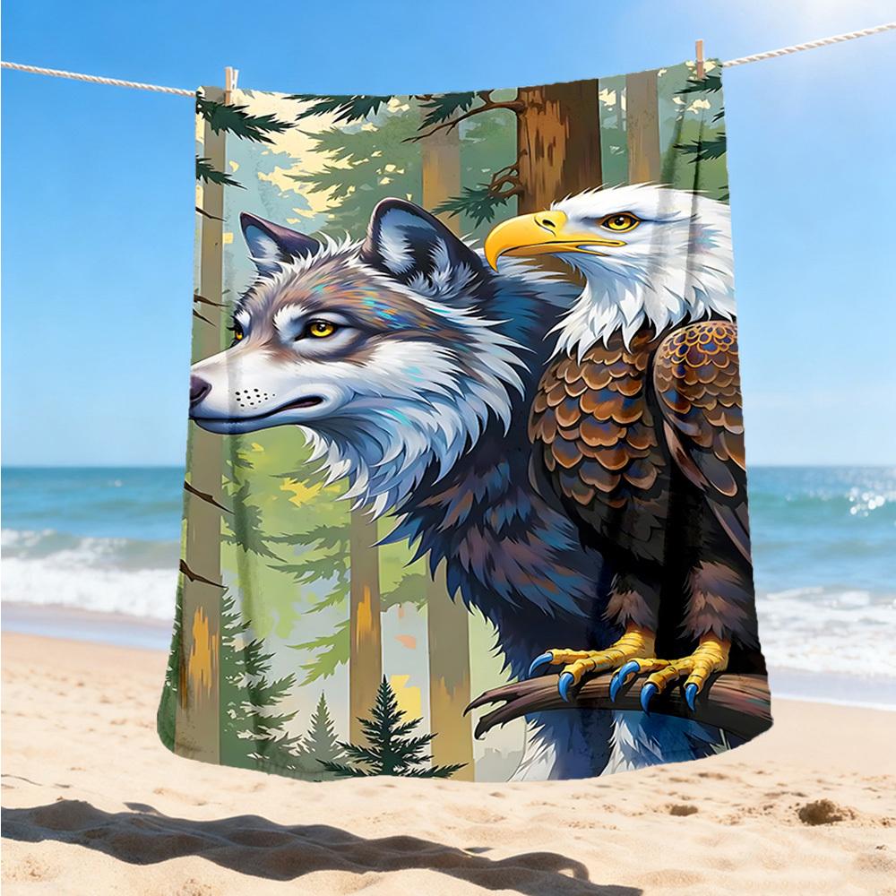 1pc Wolf Eagle Outdoor Blanket, Soft And Comfortable Blanket, Casual Warm Outdoor Blanket, Camping Travel Blanket yy251201127