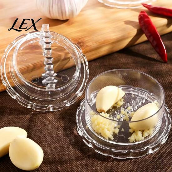 Hand Operated Garlic Press Mincer Tool, Multi-Purpose Manual Rotating Press, Bite-Teeth Crushing Clear Structure Masher, Transparent Easy to