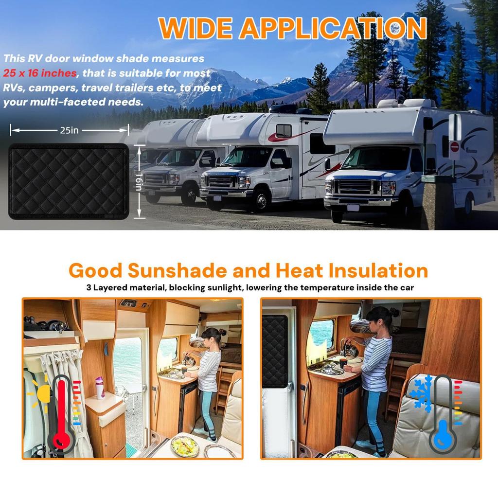 RV Door Window Shade Cover Light-Blocking Curtains For Trailer Portable Light-Blocking RV Accessories For Travelers Enthusiasts