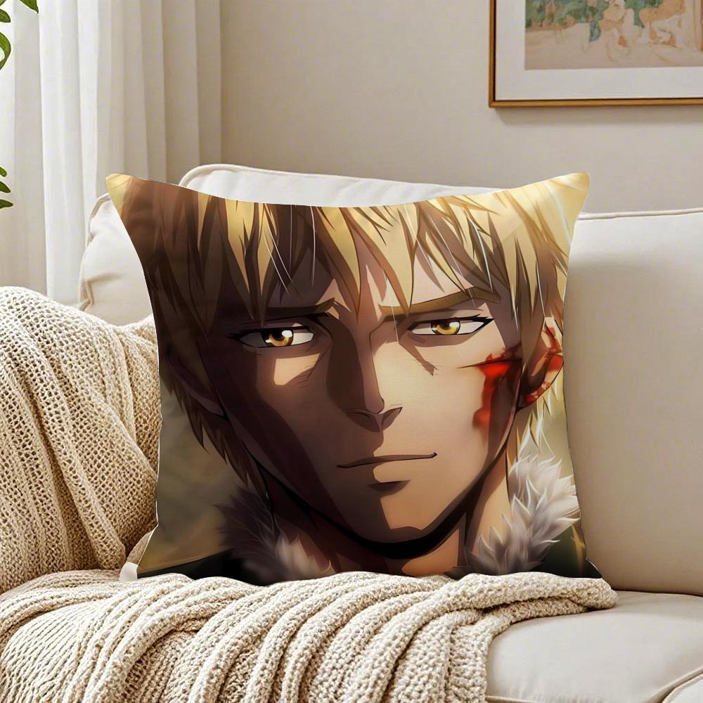 Epic Historical Anime VVinland Saga Cushion Cover Linen Pillowcase Soft for Sofa Bed Home Room Decor