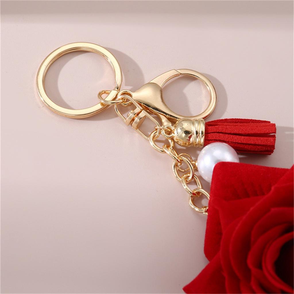 Весенний новый декоративный женский брелок с кисточкой из красной розы и жемчугом Sweet Wind