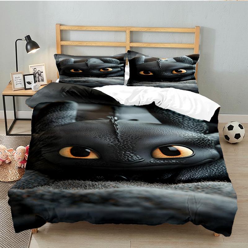 Dragon Taming 3PCS Bedding set,Ideal for 1pc Duvet Cover And 2pcs Pillowcases Perfect for Fan gift,Ideal for Bedroom, Dormitory