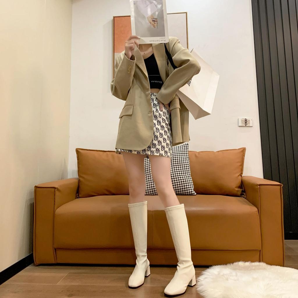 Ботинки рыцаря большого размера новые осень и зима новые маленький человек но колено молния британский стиль длинные ботинки