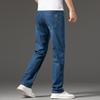 Модные мужские джинсы большого размера, летние тонкие эластичные голубые прямые свободные повседневные длинные брюки