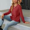 2023 женская осенне-зимняя повседневная футболка с круглым вырезом и длинными рукавами, свободная футболка на пуговицах, топ