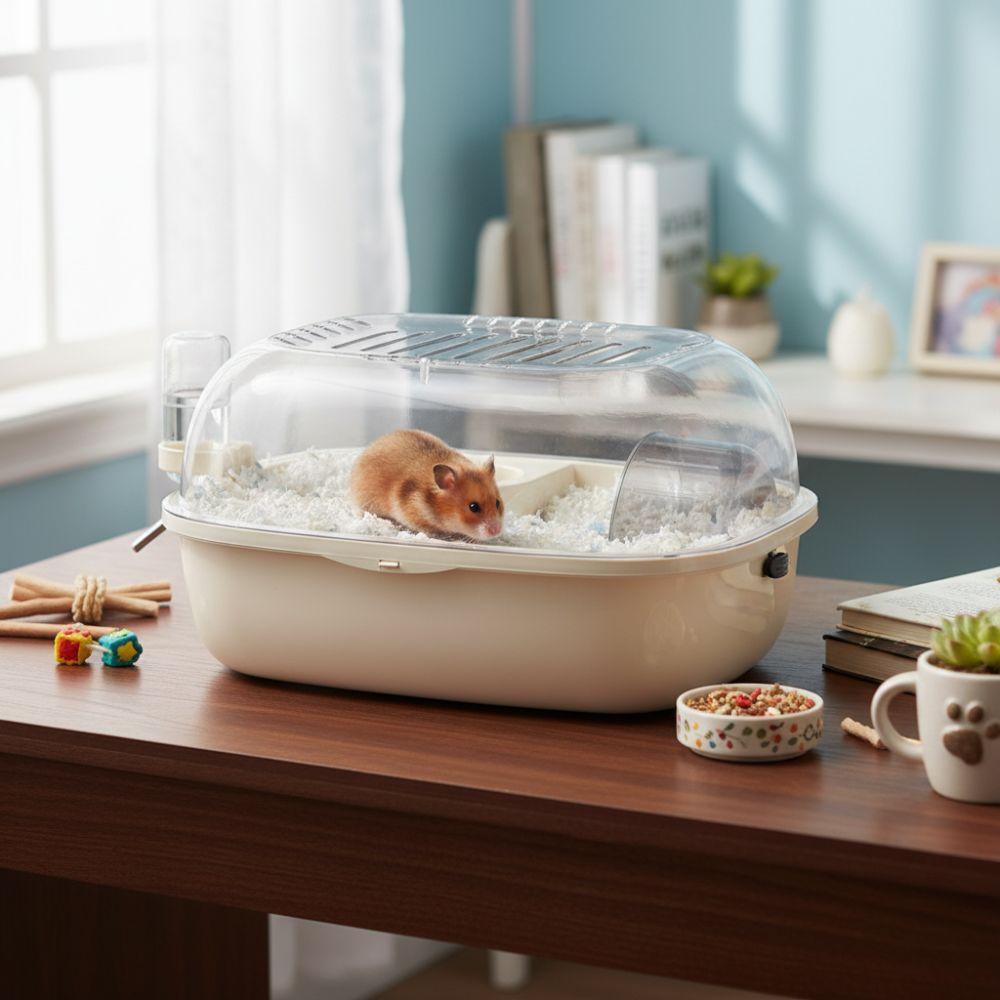 Double Layer Hamster Cage Breathable Visible Small Animal Carrier Translucent Large Space Pet Transport Box Pet Travel