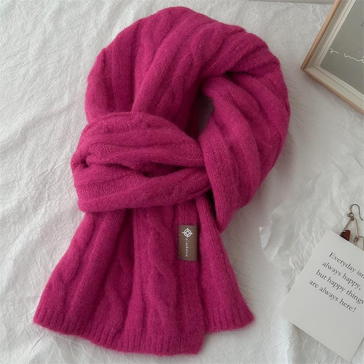 Новый вязаный шерстяной вязаный кашемировый шарф для женщин и пар, новый универсальный однотонный шарф для зимы