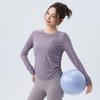 Womens Loose Yoga Top Long Sleeve Breathable Workout Shirt Pilates Running Fitness Gym