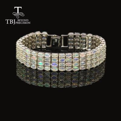 Роскошный браслет из натурального опала хорошего качества, красочный опал огранки овальной формы, 3*5 мм, драгоценный камень, серебро 925 пробы, изысканные украшения для женщин, жены, мамы, хороший подарок