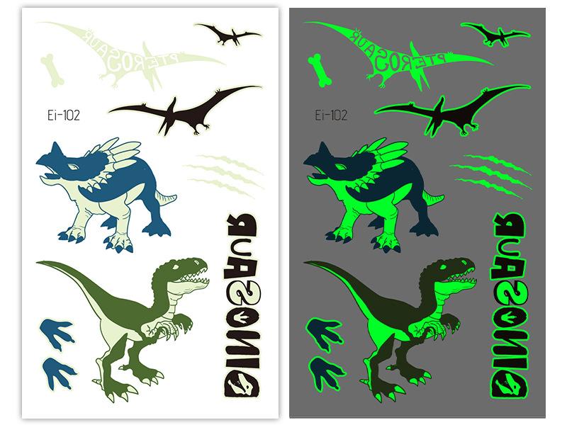 Новые светящиеся наклейки-тату динозавра, детские забавные светящиеся наклейки с героями мультфильмов, наклейки-татуировки