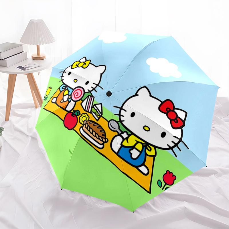 1pc Hello Kitty Picnic with Automatic Opening Umbrella - Portable Folding Design, 8-Rib Iron Frame, Outdoor, Ideal Gift for Fans, Travelers, Daily Use