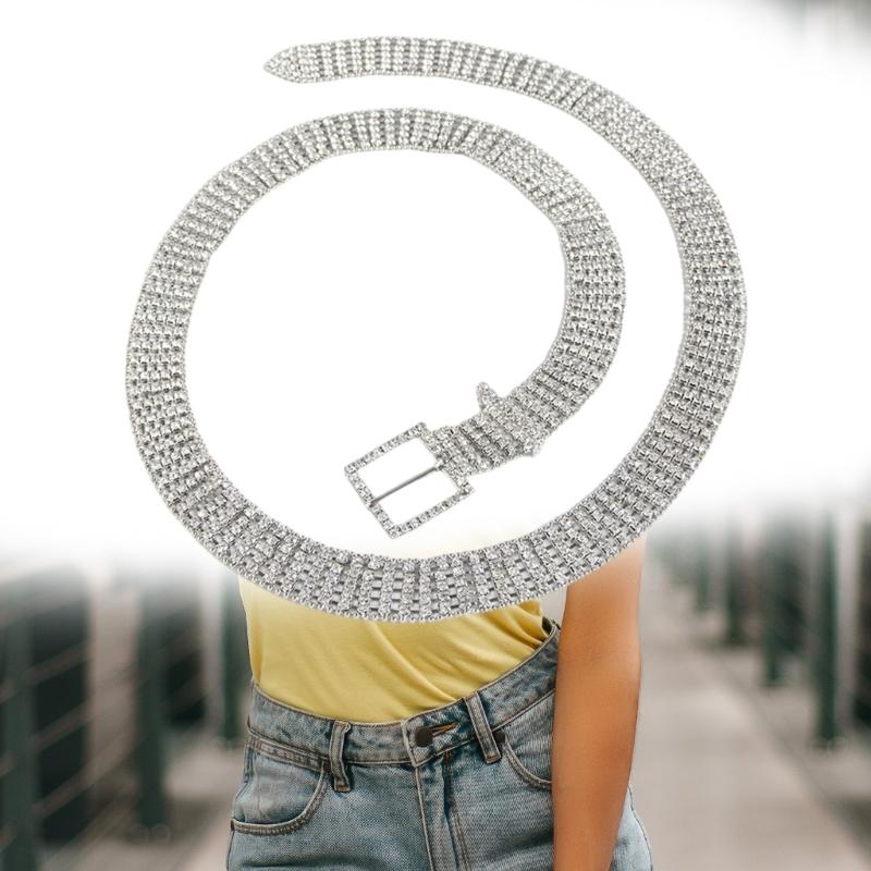 Blingbling Rhinestones Corset Belt for Women and Teens Girl Adjustable Beaded Crystal Cincher Belt for Various Outfit