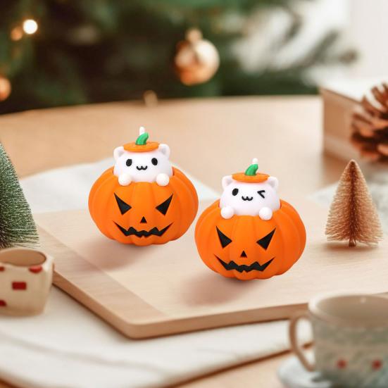 Halloween Ghost Figurine 3D Printed Pumpkin Resin Decor Figure Tiny Figurine Miniature Ornament Halloween Decoration
