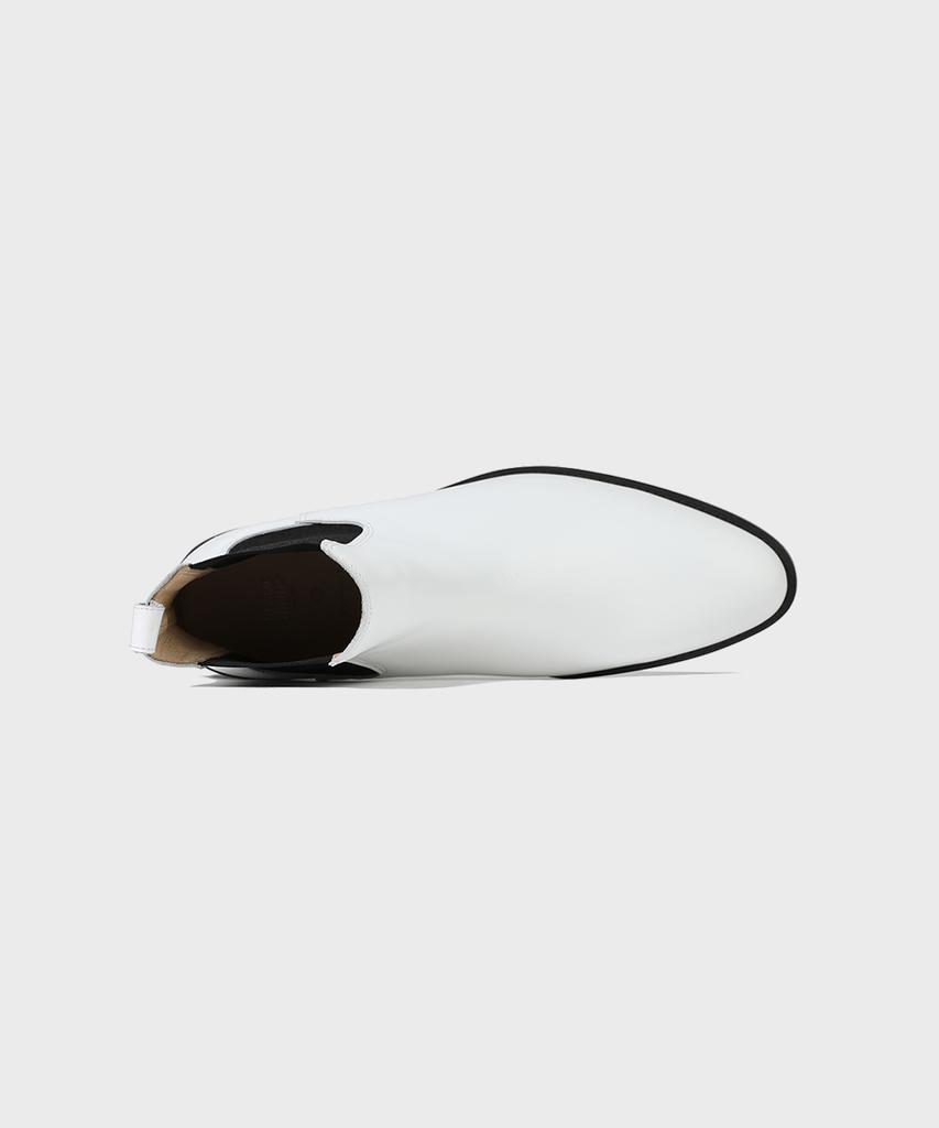 Firenze Atelier Slimline Black Outsole Minimal Chelsea Boots 3332 [Cream White]