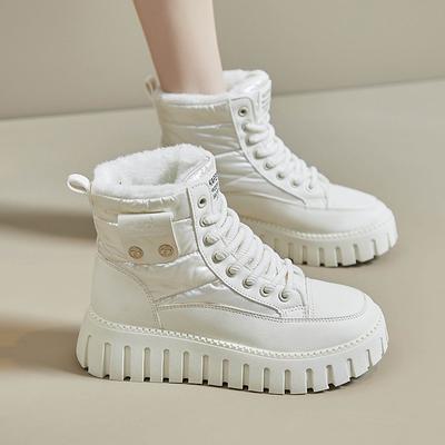 Женские хлопковые туфли на толстой подошве со шнуровкой, спортивные, осенне-зимние, новый стиль с добавлением флиса, женские европейские и американские теплые туфли