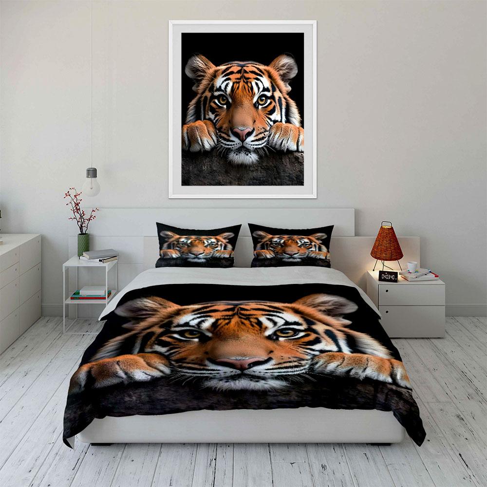 Tiger Face Close-Up Artwork Bedding Duvet Cover Set (1*Duvet Cover 2*Pillowcases, without duvet insert)