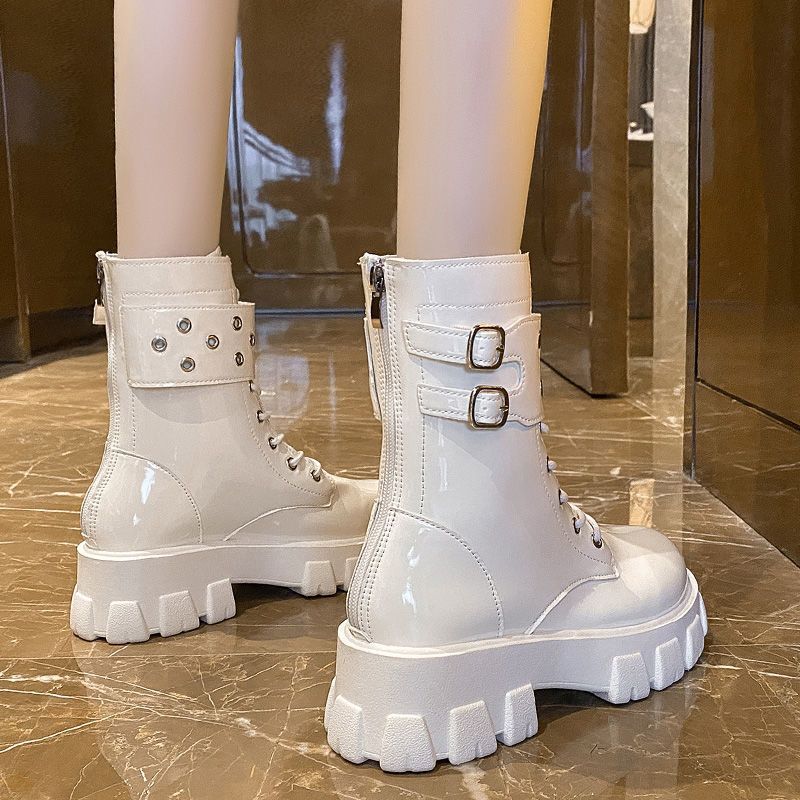 Чжао Лиин Белые ботинки Мартин Женские ботинки на платформе в британском стиле Новые ботинки-локомотивы