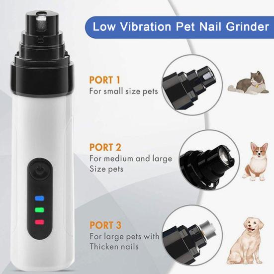 Cordless Pet Nail Grinder USB Rechargeable Electric Dog Nail Trimmer Ultra-Silent Paws Grooming Tool for Small Medium Large Dogs Cats
