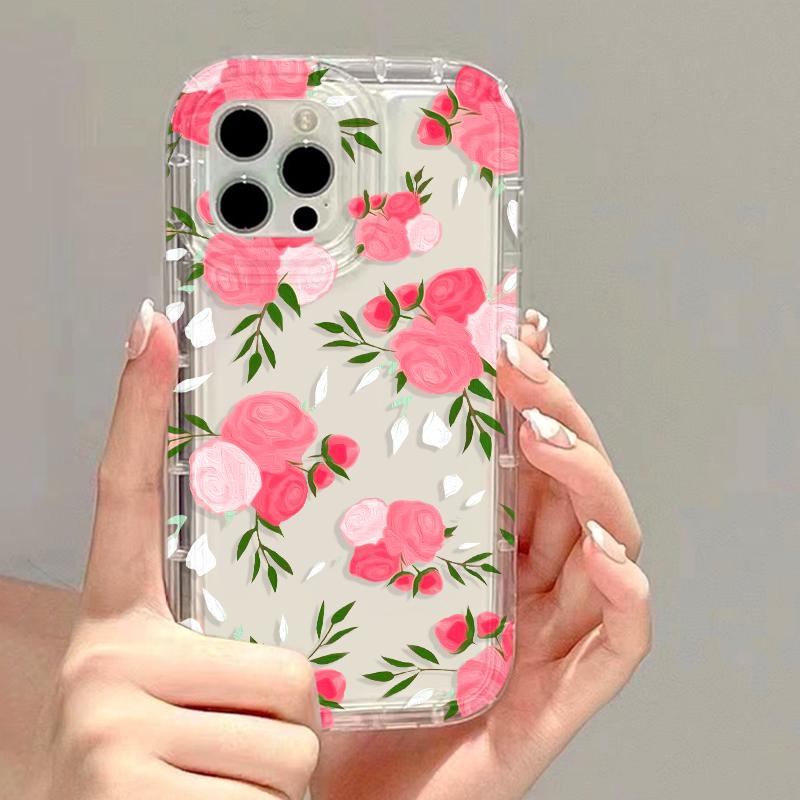 Oil Painting Flower Phone Case For iPhone 15 Pro Case iPhone 13 11 12 16 14 Pro Max X XR XS 7 8 16 Plus SE Shockproof Soft Cover