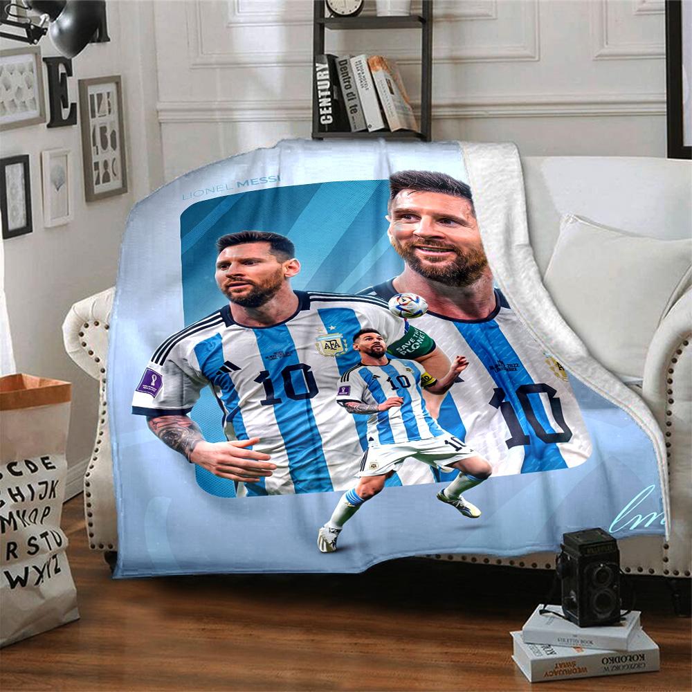 Football Messi Blanket Warmthful Decor Perfect for Office Chair Sofa Office for All Seasons Warmthful Decor Ideal Gift For Birthday Valentine'S Day
